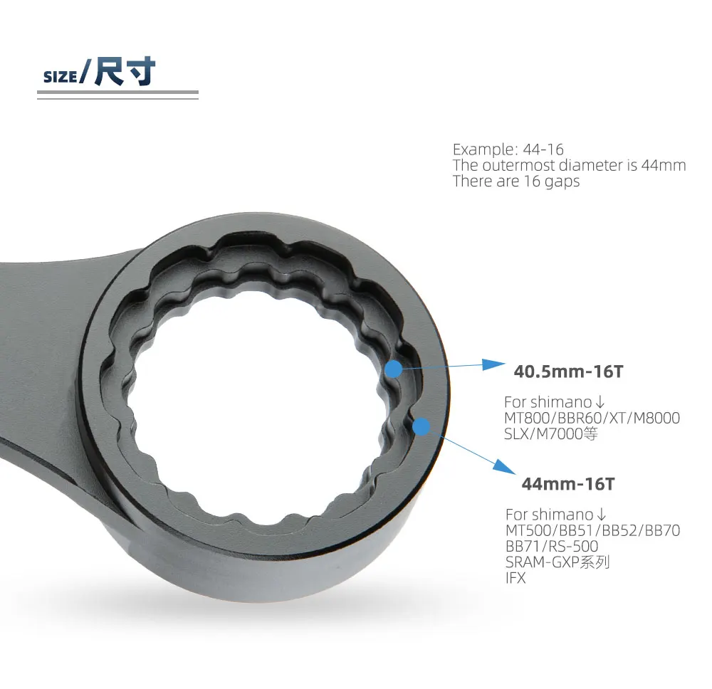 Description Picture 5 of itemAXI 6 in 1 BB Wrench DUB Bike Bottom Bracket Remover Tool for BB51 BB52 BB91 BSA 68 BBR60 MT800 BB386 XTR M9100 Crank Arm Tools