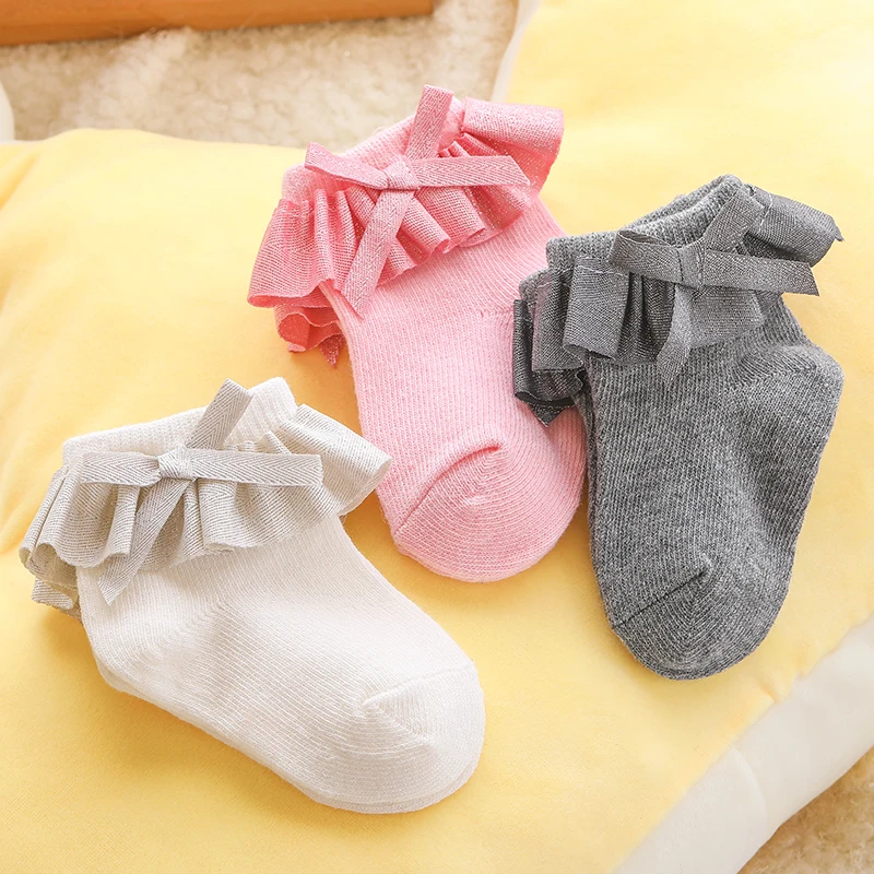 0-12M Newborn Baby Lace Socks Bow Princess Socks Girls Infant Spring and Autumn Baby Cotton Girls Breathable Ruffled cotton socks,kids socks,baby socks,girls socks