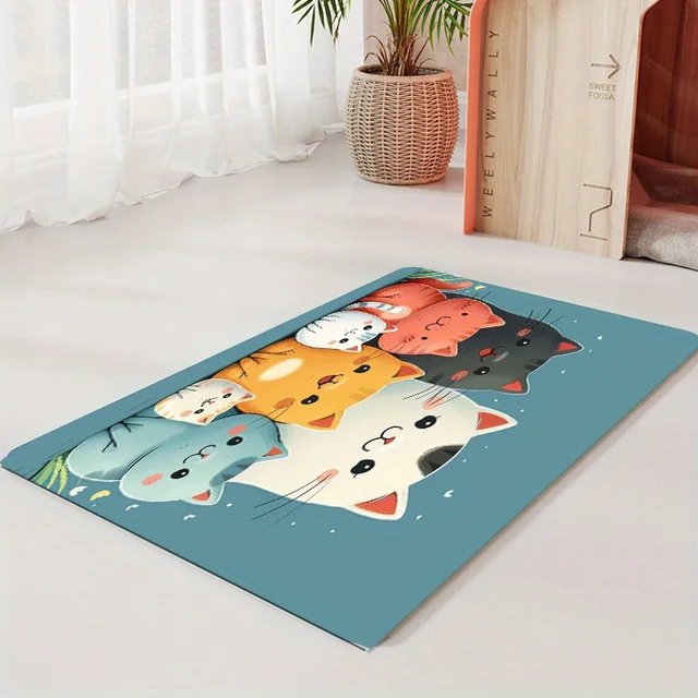 VIKAMA Diatomaceous Earth Cat Food Mat Dining Mat Soft Non-Slip Stain-Resistant Cat Litter Cat Dinner Bowl Mat Home Decoration 3