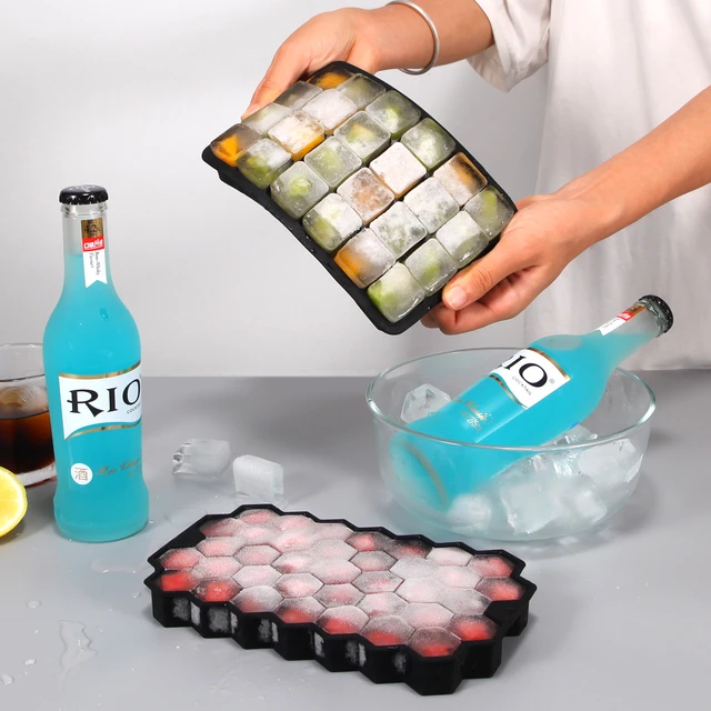 Silicone Jumbo 2 Block Ice Cube Mold Tray - Makes 6 Large Cubes