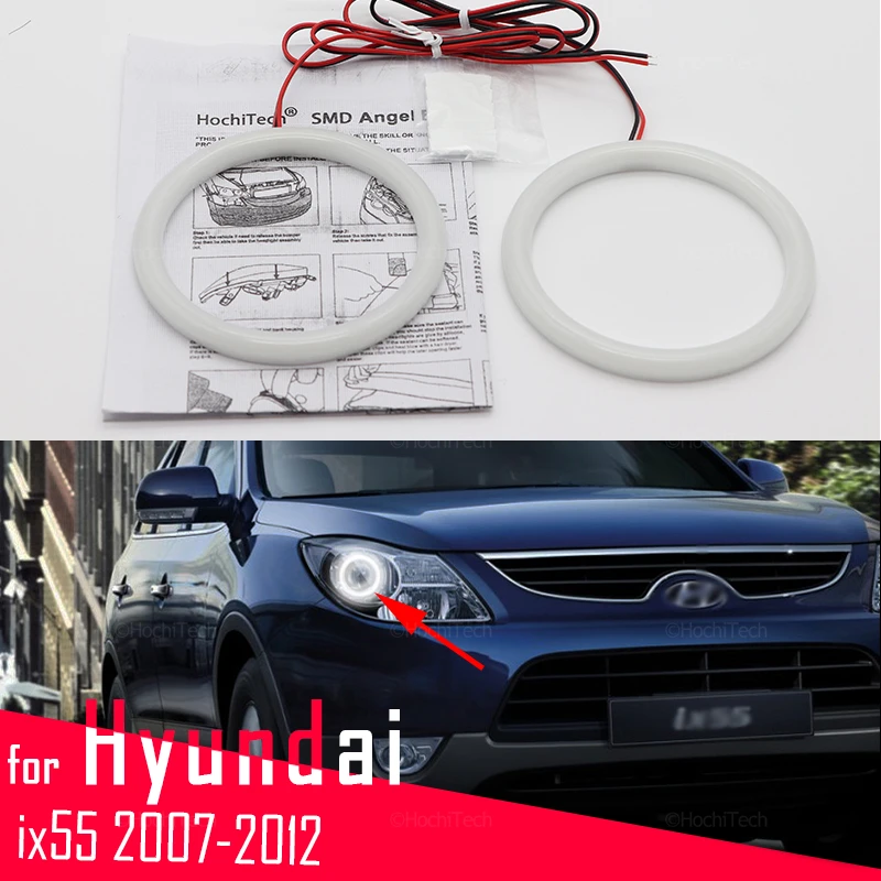 Для Hyundai veracruz ix55 2007-2012 автомобильные аксессуары Хлопок молоко 6000K белая подсветка SMD светодиодсветодиодный ангельские глазки комплект кольца с ореолом Для Hyundai veracruz ix55 2007-2012 автомобильные аксессуары Хлопок молоко 6000K белая подсветка SMD светодиодсветодиодный ангельские глазки комплект кольца с ореолом