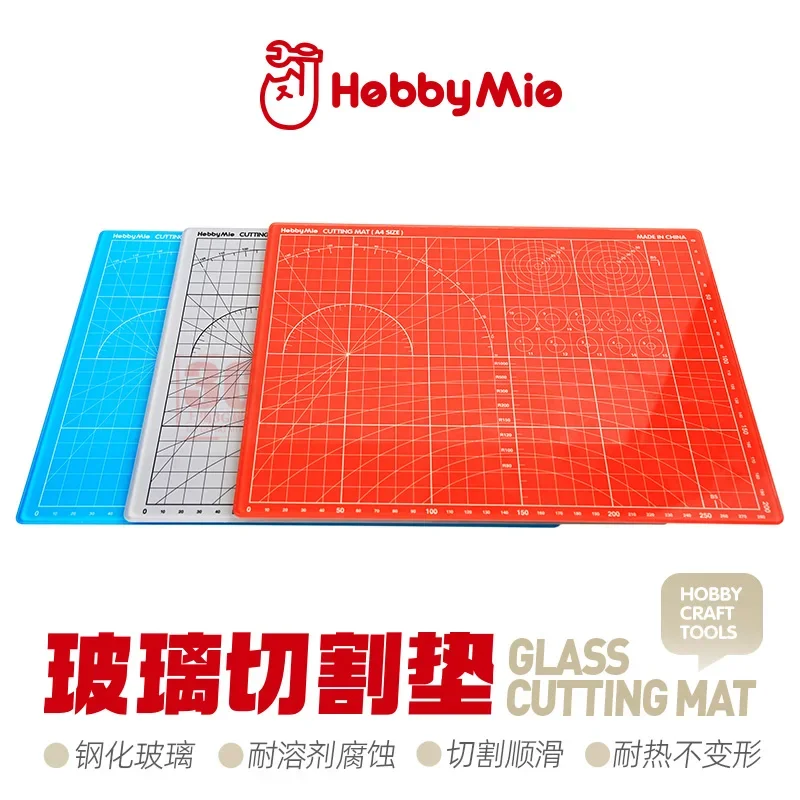 HOBBY MIO Glass Cutting Mat Assembly Model Craft Tools for Military Model Building Tools Hobby DIY Handmade Working 300x220x4mm