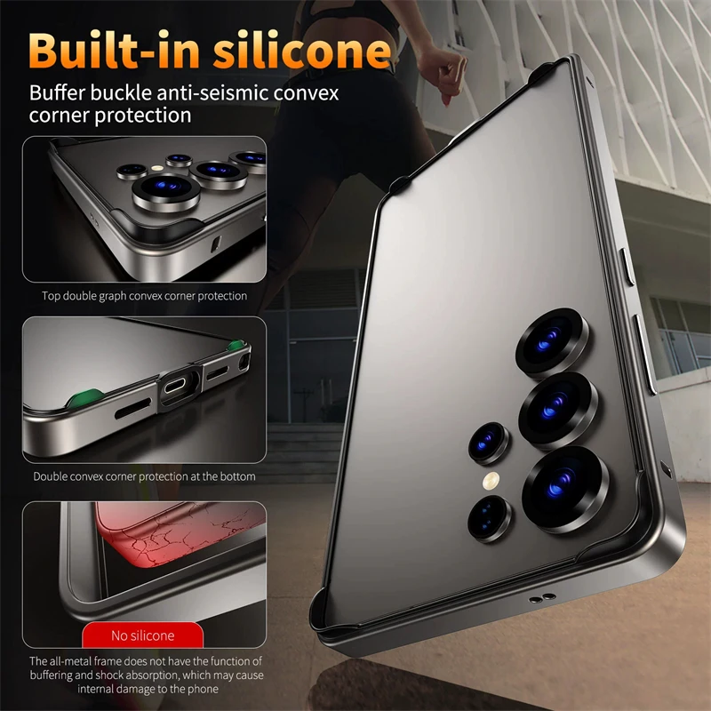 Premium Metal Bumper Aluminum Frame Slim Hard Case with Soft Inner Shockproof Lining