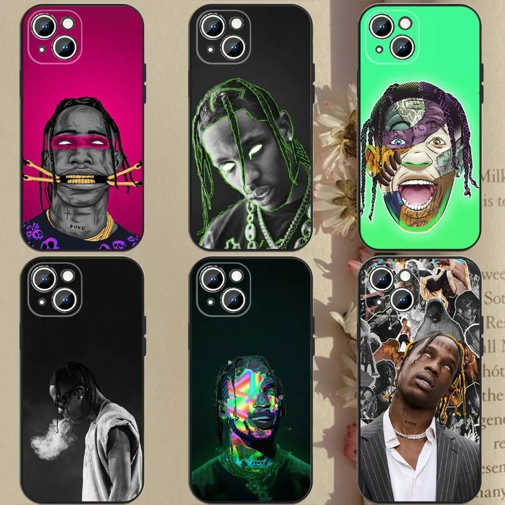 Custodia Per Telefono Travis S-Scott Utopia Rapper Per Apple Iphone 15,14,13,12,11,Xs,Xr,X,8,7,Pro,Max,Plus,Mini Cover Nera In Silicone