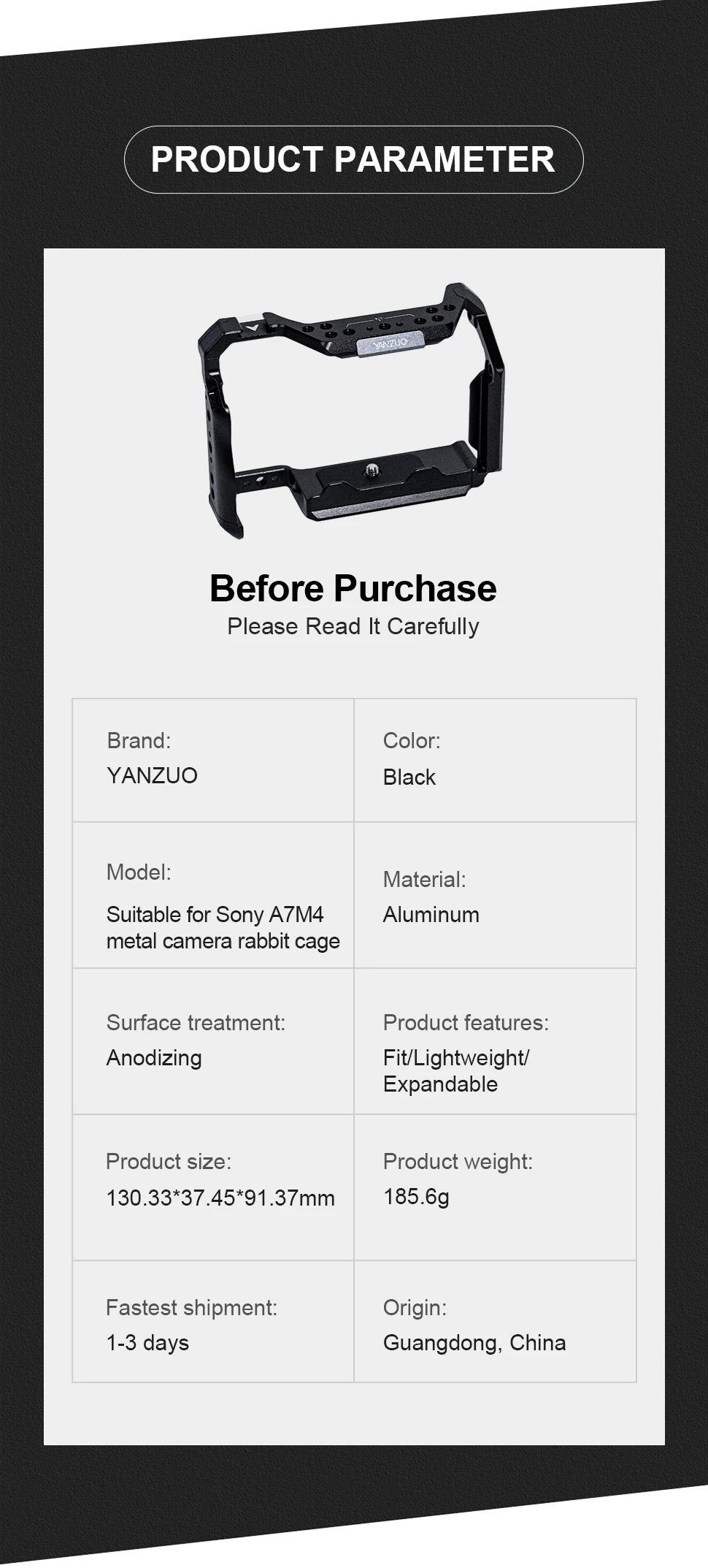 A7M4 Camera Protection Frame Shooting Stabilizer 1/4 Locating Hole Camera Cage f
