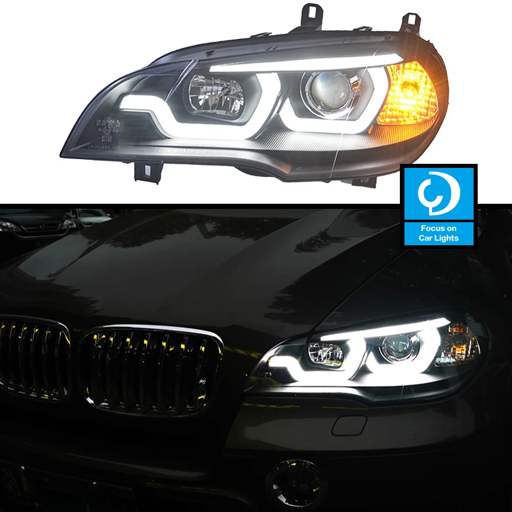BMW x5 e70 2007-2013用ヘッドライト,ダイナミックターンシグナル付きヘッドライト,自動車用アクセサリーのセット,2個