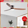 52inch Low Floor Ceiling Fan Light Remote Control Led Llights Indoor Restaurant Solid wood fan leaves With Fan Chandelier 1