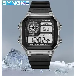 Men's Sports Digital Watch - Luminous, Multifunctional, Waterproof Chrono Wristwatch for Outdoor and Running Activities (Transparent white)