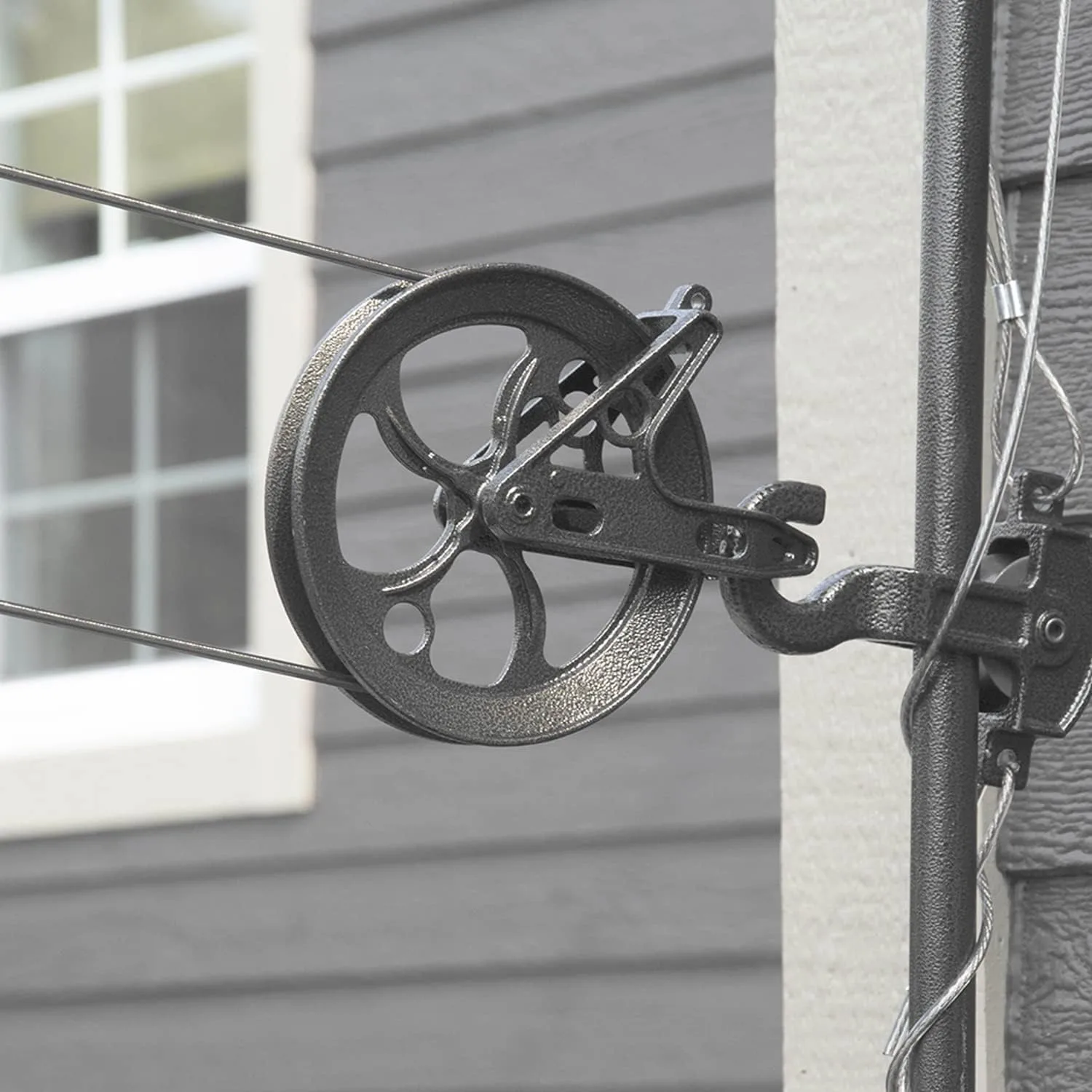 Clothesline Outdoor Heavy Duty Kit - 150 Feet Galvanized Wire Gold PVC Coating, 6.5" Clothesline Pulley 2pcs 5