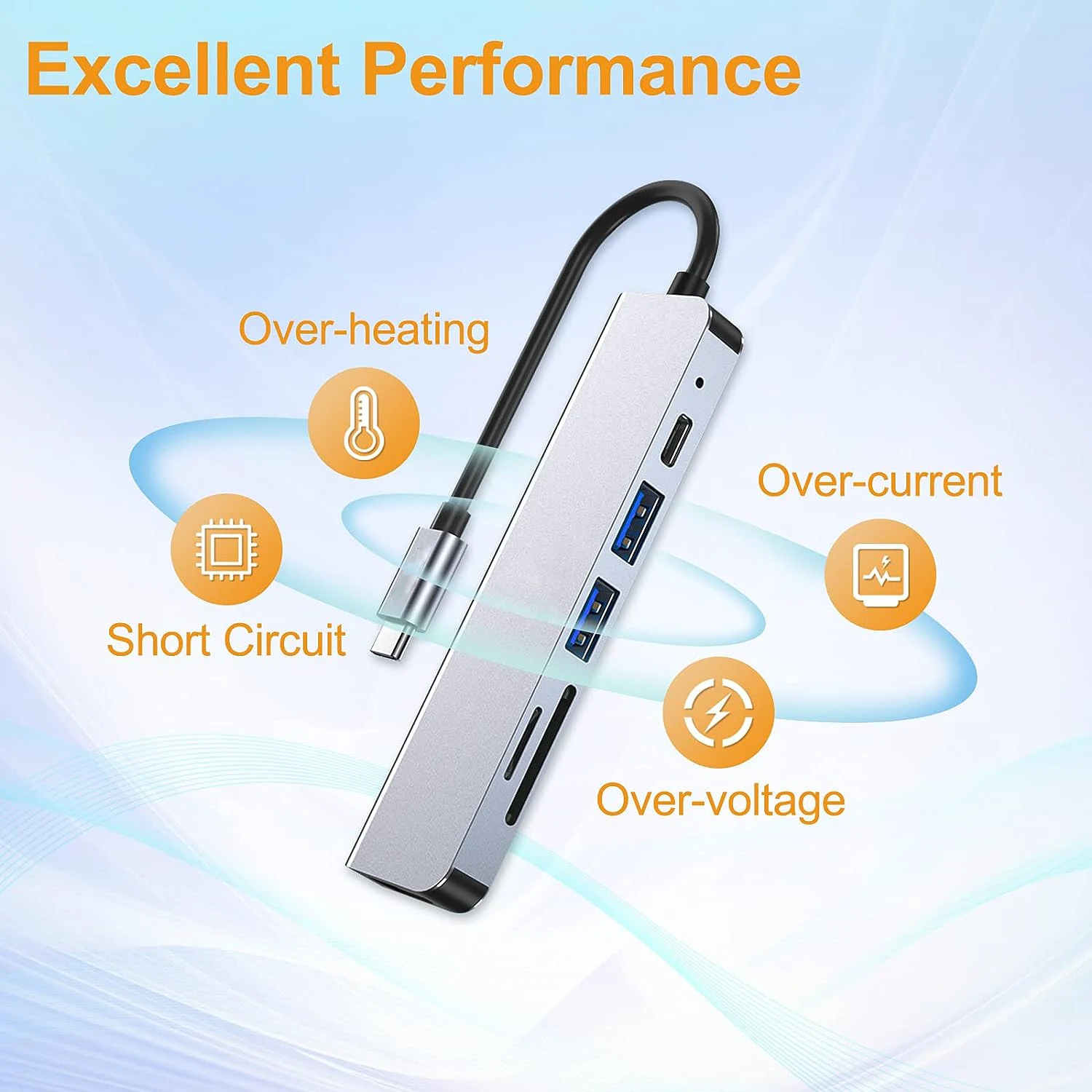 Coolcirc 6-in-1 USB C Multiport Adapter Type-C HUB To HDTV-Compatible USB 3.0/2.