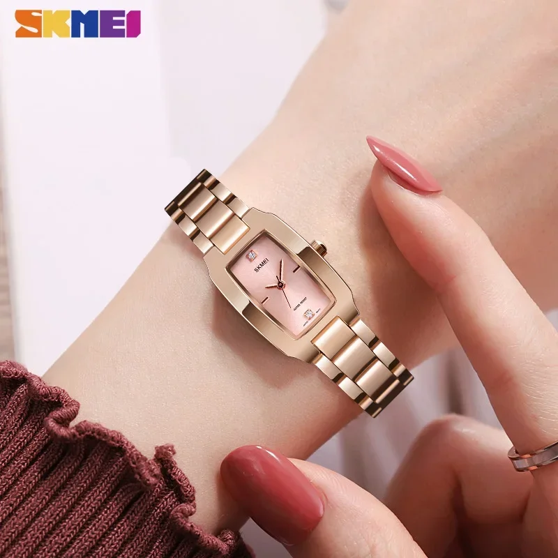 Skmei  Ladies Casual Dress Luxury Silver Ladies Rhinestone Waterproof Relogio Feminino Quartz Watch Fashion Thin Watches 1400 3