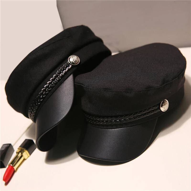 Casual Women Men Hat Spring Autumn Sailor Hats Ladies Beret Caps Flat Top Captain Cap Travel Cadet Octagonal Hat