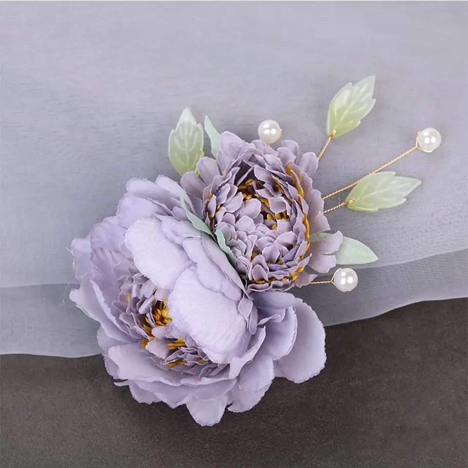 Fiori Avvolti In Seta Di Gelso Forcina Fiore Rosa Gioielli Per Capelli Fatti A Mano Regalo Per Lei 71 - Italia - Foto 3