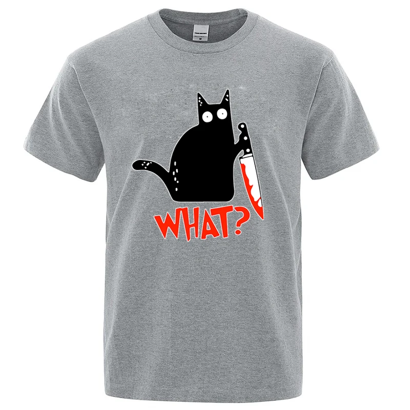 Lustige Messer Katze Cartoon Gedruckt T-Shirt Männer Mode Lässig Kurzen Ärmeln Lose Übergroßen Baumwolle T-shirt Sommer Atmungsaktive Tees