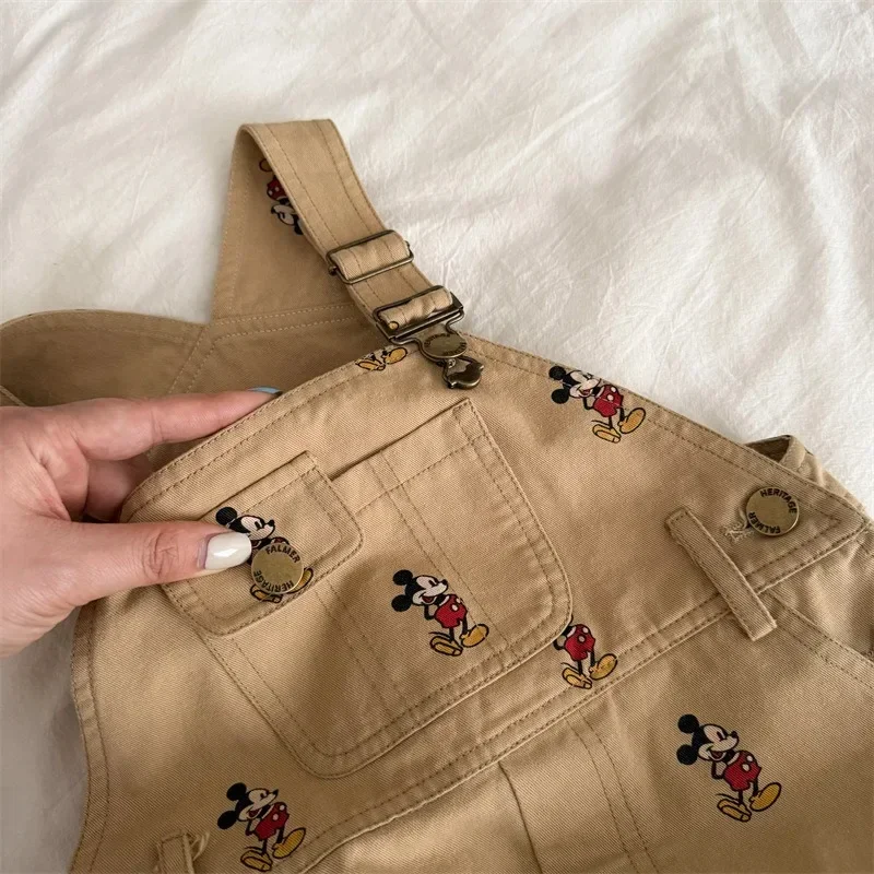 Children Mickey Jumpsuit Overalls Spring Autumn Baby Boys and Girls Loose Bib Pants Cartoon Mickey Print Straps Trousers