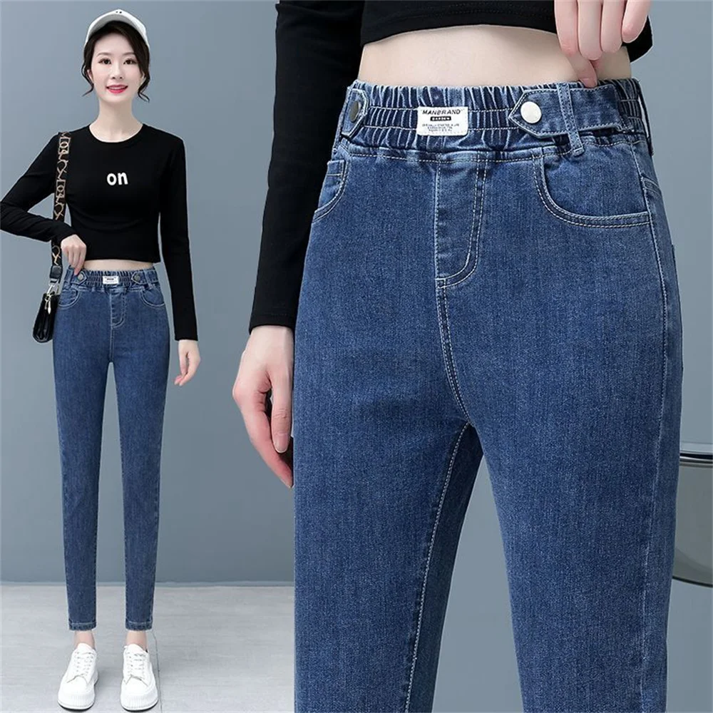 High-quality Winter Thick Fleece High-waist Warm Skinny Jeans Thick Women Stretch Button Pencil Pants Mom Casual Velvet Jeans