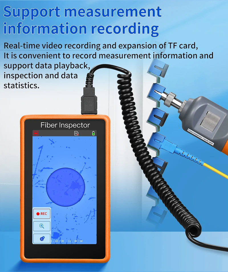 AUA-600 Fiber End Face Detector 400X Fiber Optic Microscope Video Probe SC FC ST