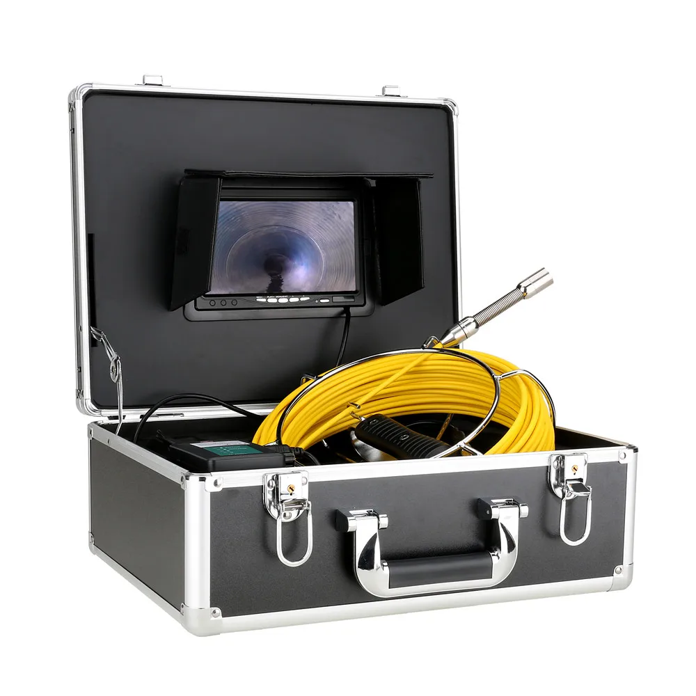 Borescope 20M/30M/50M Sewer Pipe Inspection Video Camera, 17mm 8GB SD Card  DVR IP68 Drain Sewer Pipeline Industrial Endoscope 7 Monitor for Pipe Wall