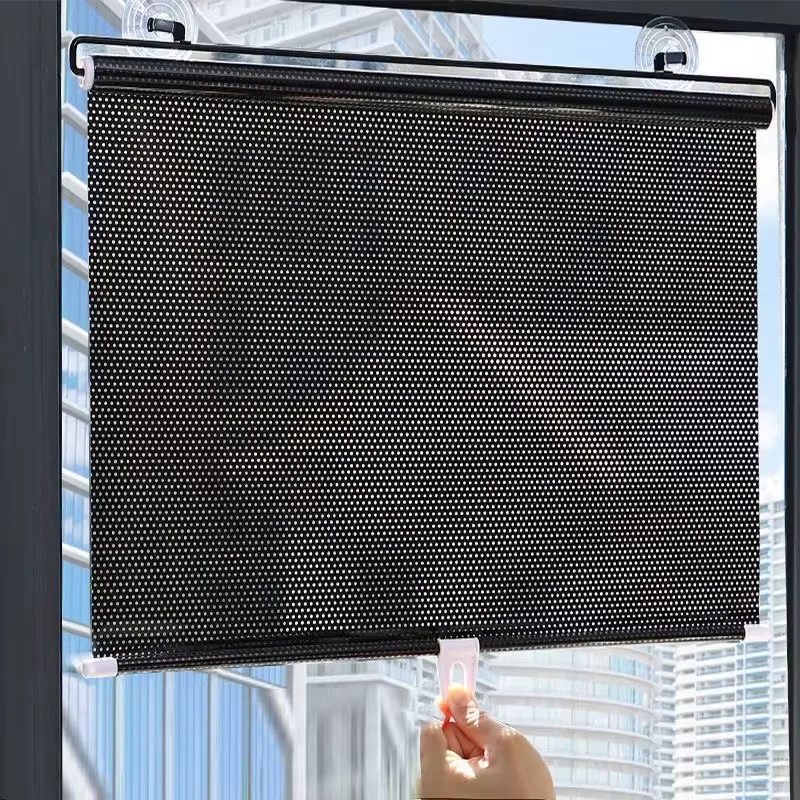 Roller Blinds Universal Roller Blinds Suction Cup Sunshade Window Shade Nail-free Easy Install Blackout Curtain for Car Bedroom Kitchen Office