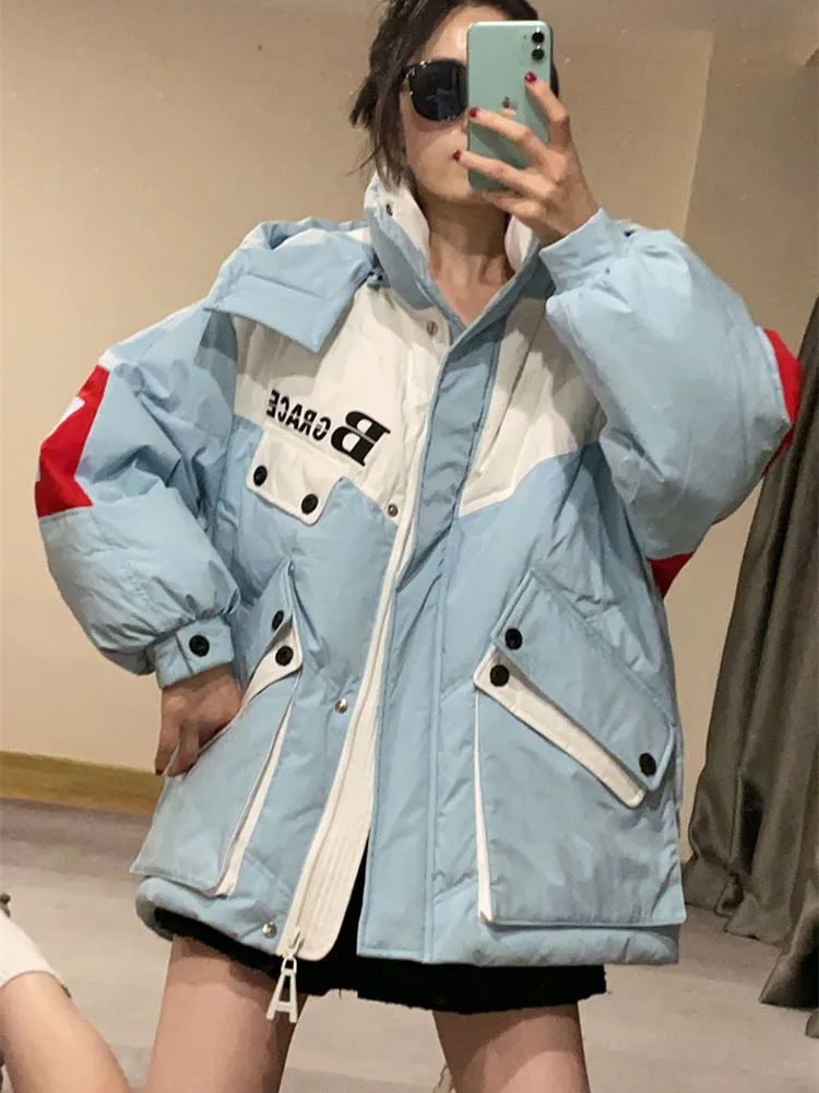 Warmth Winter Down Coat Jackets Women Hooded Parka Winter Clothing Snow Coat Casual Thick Short Puffer Jacket Bright Streetwear images - 6