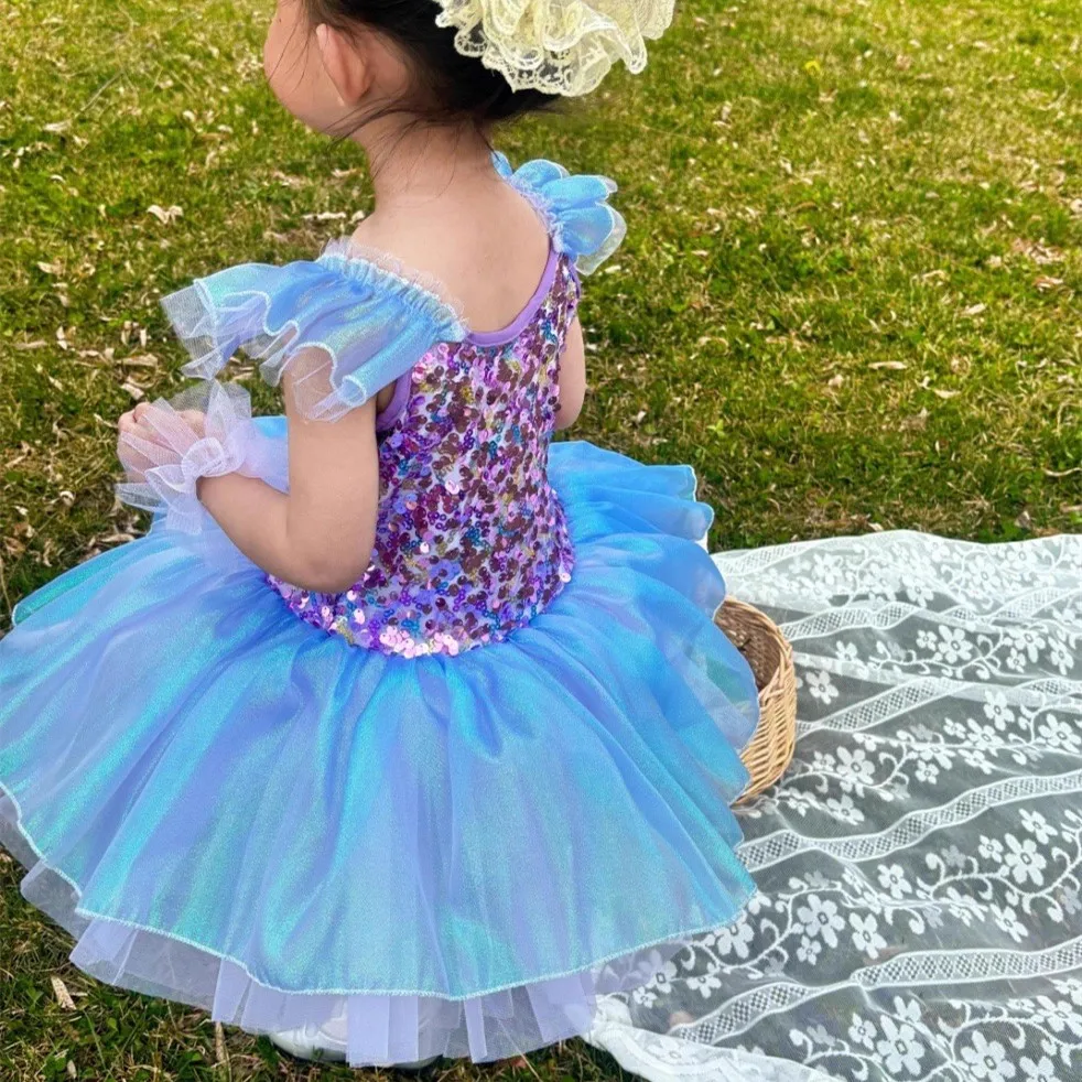 فستان رقص يوم الأطفال فتاة الباليه هدية عيد ميلاد الترتر الباليه الاطفال ملابس فساتين الأميرة الصيفية الفتيات الزي