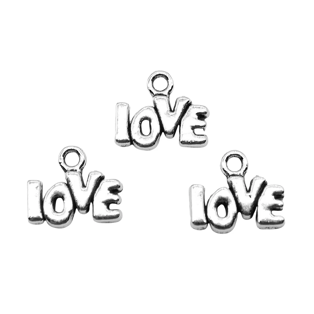 

20pcs/lot 12x10mm Love Charms For Jewelry Making Antique Silver Color 0.47x0.39inch