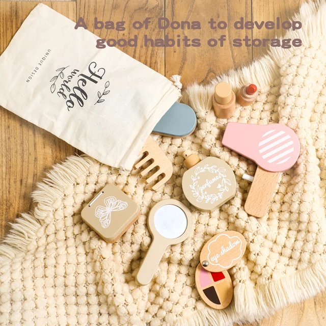 Conjunto de Maquiagem de Brinquedo de Madeira para Crianças