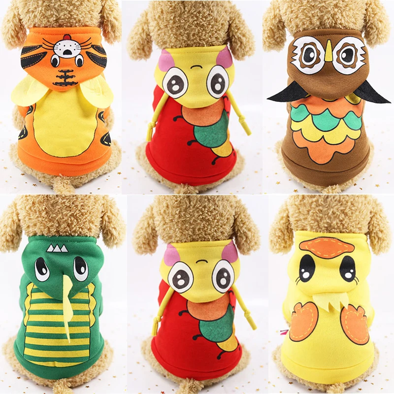 Pet Clothes Catoon Cat Clothes Dog Hoodies Winter Warm Cat Coat Jacket For Small Dog Halloween Costume Festival Suit Outfit
