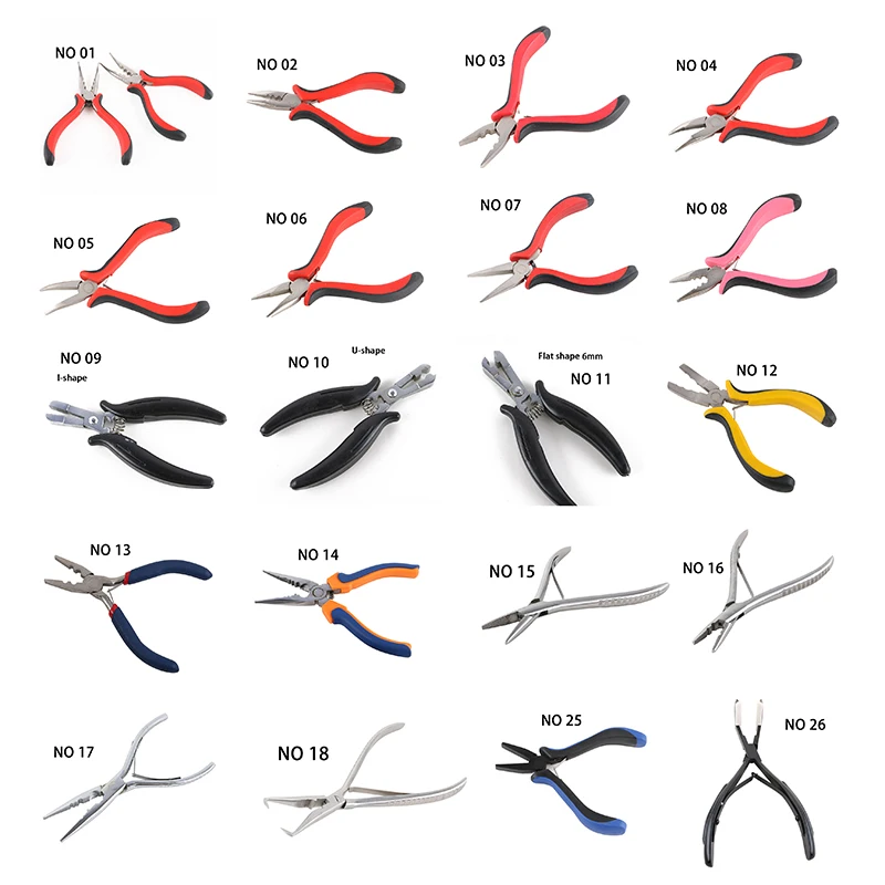 HARMONY 2 Pieces Pink&Black Handle hair extension pliers tools with 3 holes for micro ring beads and copper tubes ( Style 08 )