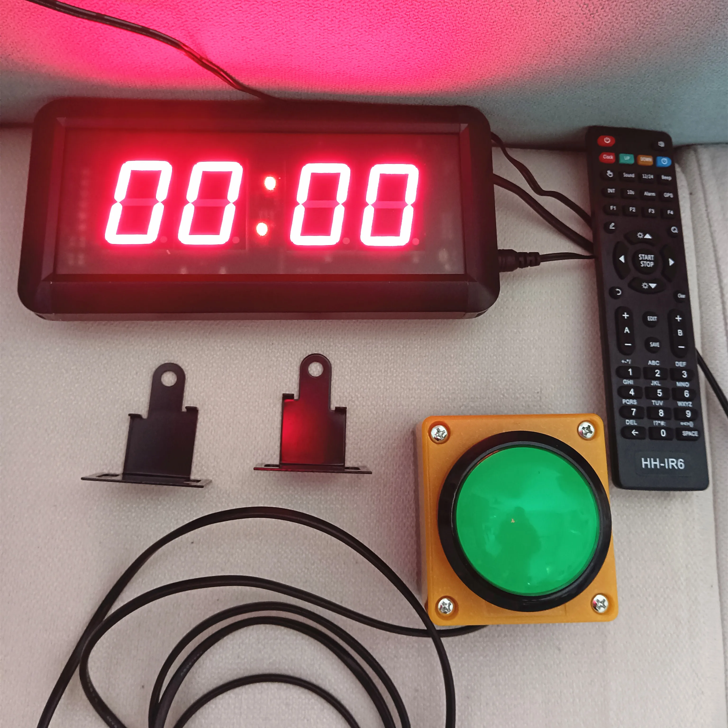 4-digit LED Countdown Clock Stopwatch with Remote Control, School Rush Answer Competition Game Timer, Button selectable, 1.5 in, 2
