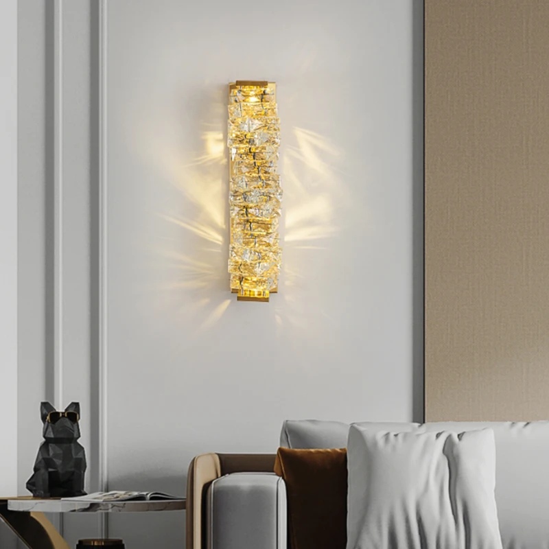 

Modern Gold Chrome Luxury Crystal Wall Light Sconce Led Lamp For Living Room Bedroom Tv Background Lights Indoor Home Fixtures
