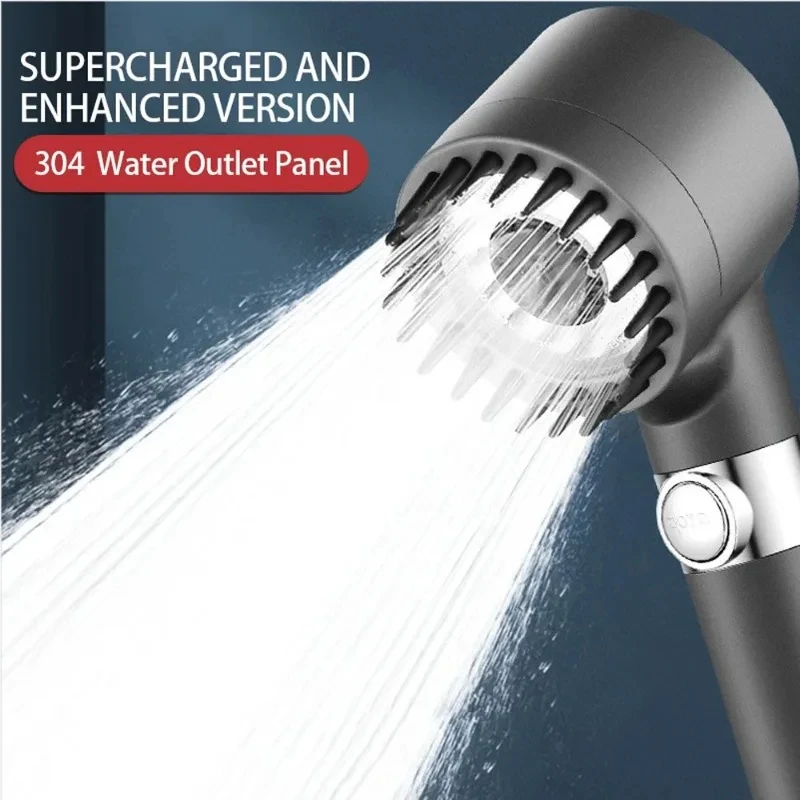 Shower Head High-pressure Shower Head With Massage Brush Filter 3 Modes Adjustable Water Spray Rain Shower Faucet Bathroom Accessories