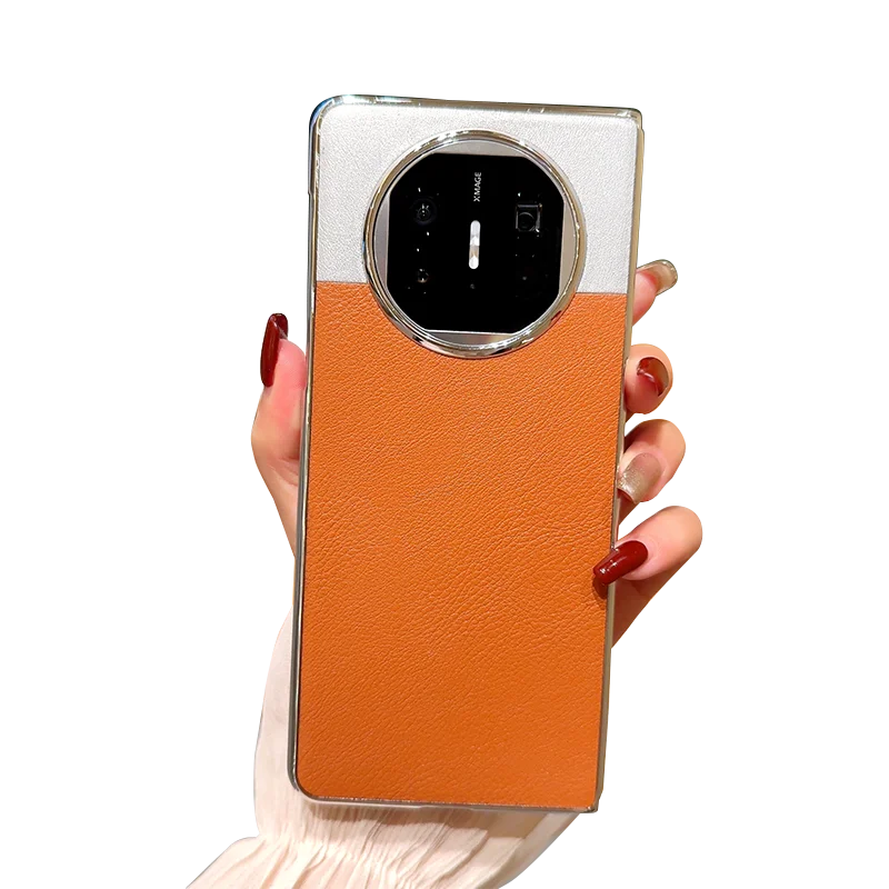 Luxury PU Leather Skin Plating Protective Back Cover Phone Shell