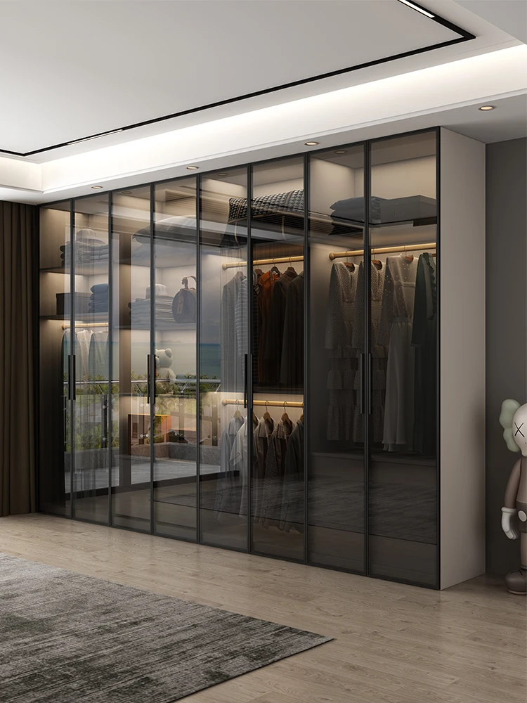 Glass Door Wardrobe Modern Light Luxury One Door To Top Home Bedroom