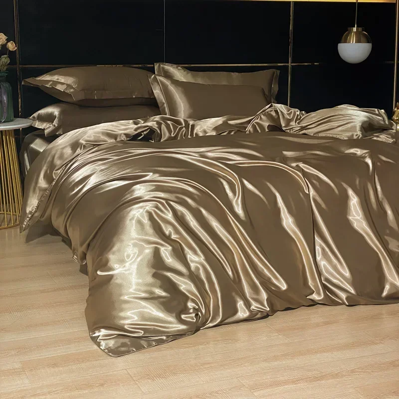 Luxury 100% Mulberry Silk Bedding Set with Duvet Cover Set Double King Queen Size Bedding Cover Kit 4pcs Bed Cover Bed Linen Set 2