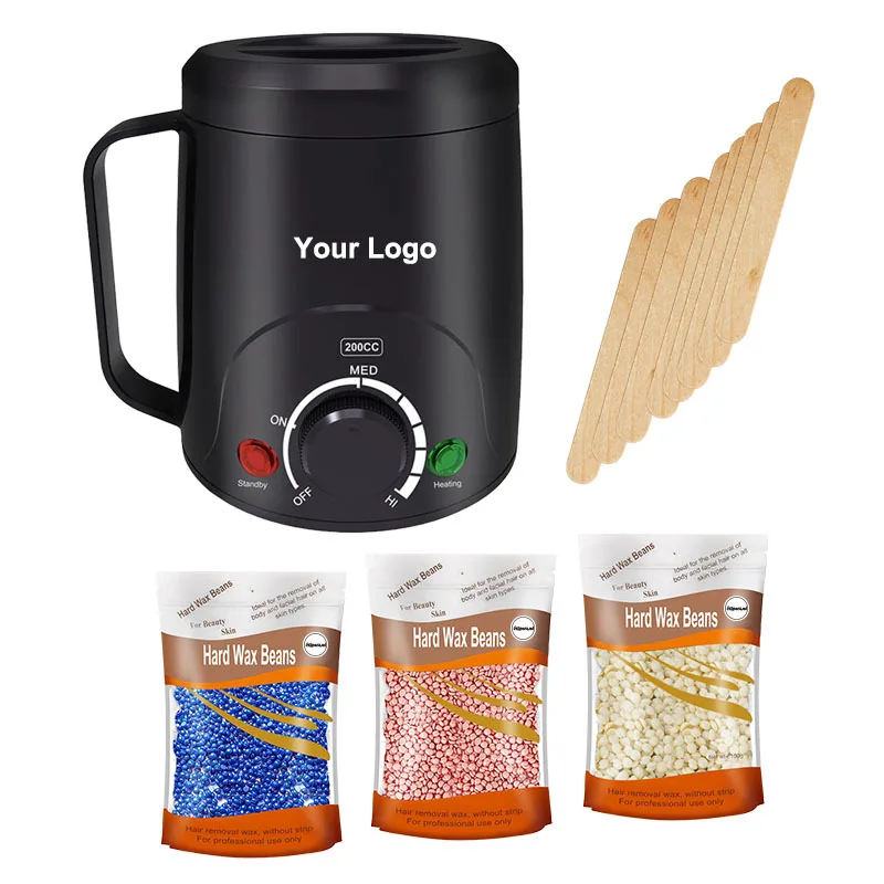 Aquecedor de cera elétrico com cera feijões e madeira varas, Quick Warmer, máquina de encerar, pote, depilador de cera, depilação