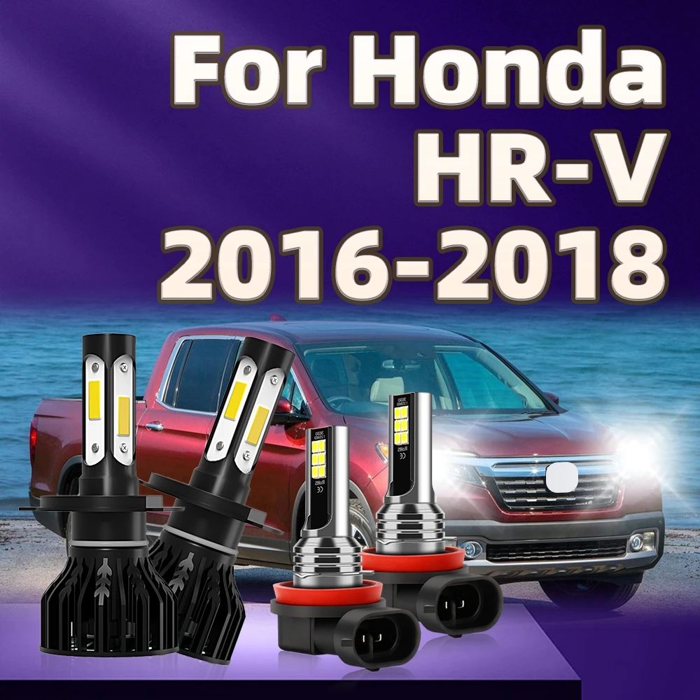 

4PCS LED 32000LM 4 Side COB Chip H4 H11 Car Headlight Fog Light Kit 6000K White For Honda HR-V 2016 2017 2018