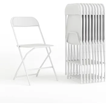 Hercules Set of 10 Indoor/Outdoor Heavy-Duty Plastic Folding Chairs, Foldable Commercial Stacking Chairs with 650-lb. Static We