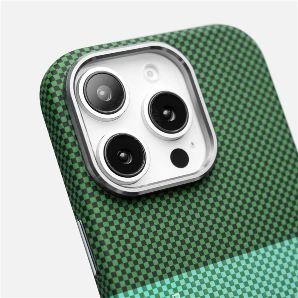 Ultra Thin Carbon Fiber Relief Texture MagSafe Case with Alloy Lens - Supports Wireless Charging