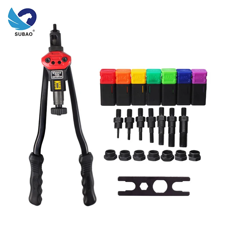 SUBAO BT 607 16'' Hand Rivet Nut Guns 607 Insert Manual Riveter Nuts Rivnut Tool Mandrels Gun M3/M4/M5/M6/M8/M10/M12