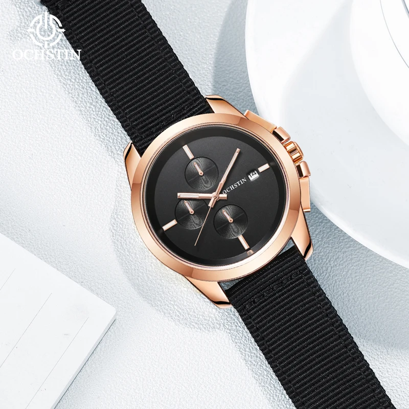 Ochstin Creative Nylon Series Personalized Trendy Original Multi functional Movement Waterproof Watch Men's Quartz Watch