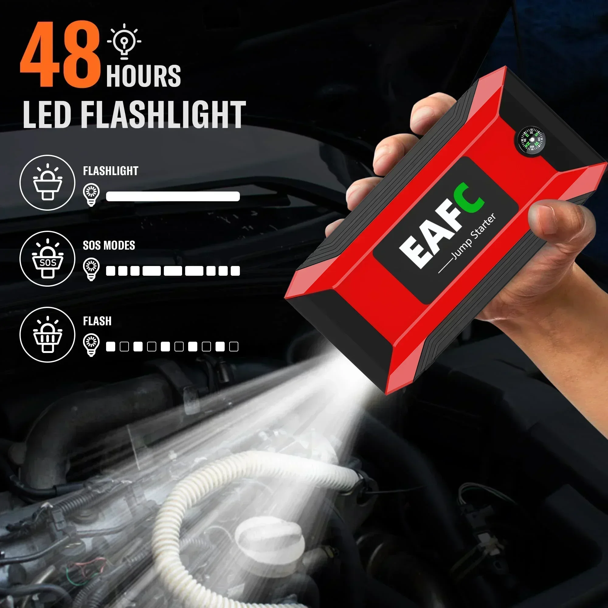 EAFC 12V Auto Starthilfe Power Bank Tragbare Auto Batterie Booster  ChargerStarting Gerät Auto Notfall Start-up Beleuchtung