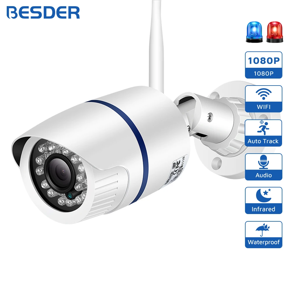 BESDER 1080P IP Camera Wifi Xmeye P2P Audio Motion Detect Security Camera With SD Card Remote Viewing Bullet Outdoor ICSee IPC