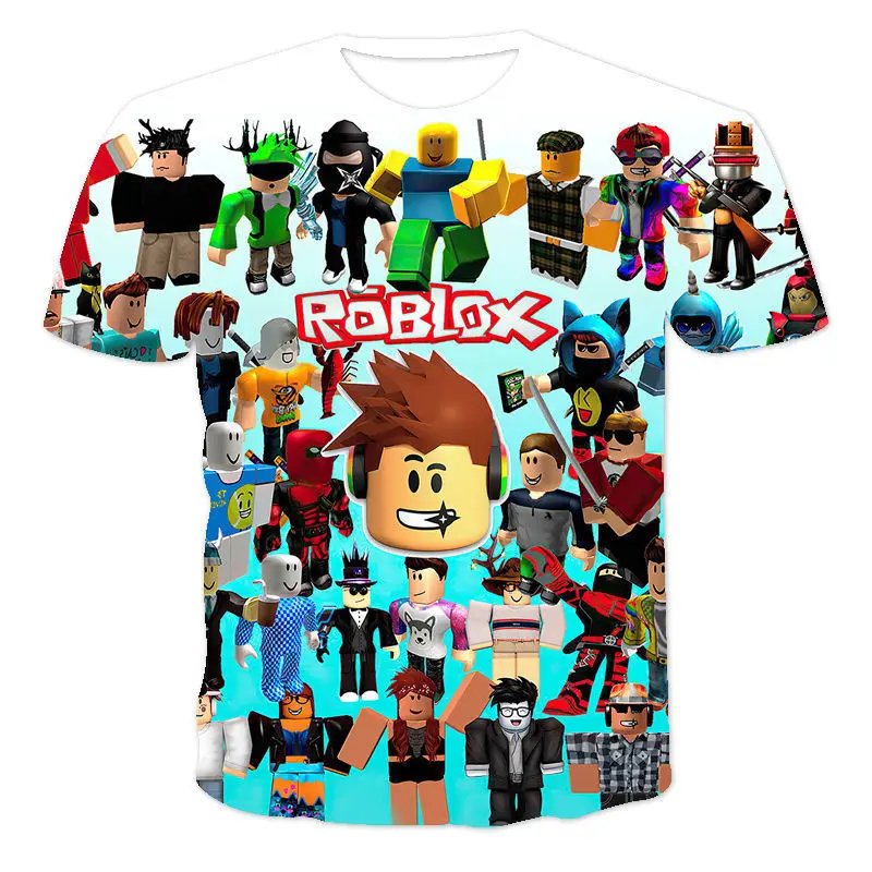 ROBLOX Two-dimensional Summer T-shirt Game Digital Printing Breathable Round Neck Short-sleeved 3D Sports Top summer new animal lion 3d printing t shirt men s casual round neck brand short sleeved comfortable sports t shirt large size top