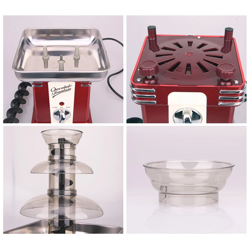Small Chocolate Fountain Machine Three Layers Electric Chocolate Melting Machine 220V Cheese Fondue