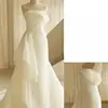 Customized New Simple Wedding Dresses For Women Sexy Strapless Bridal Dress With Small Train Elegant Long Sleeveless Vestidos 5