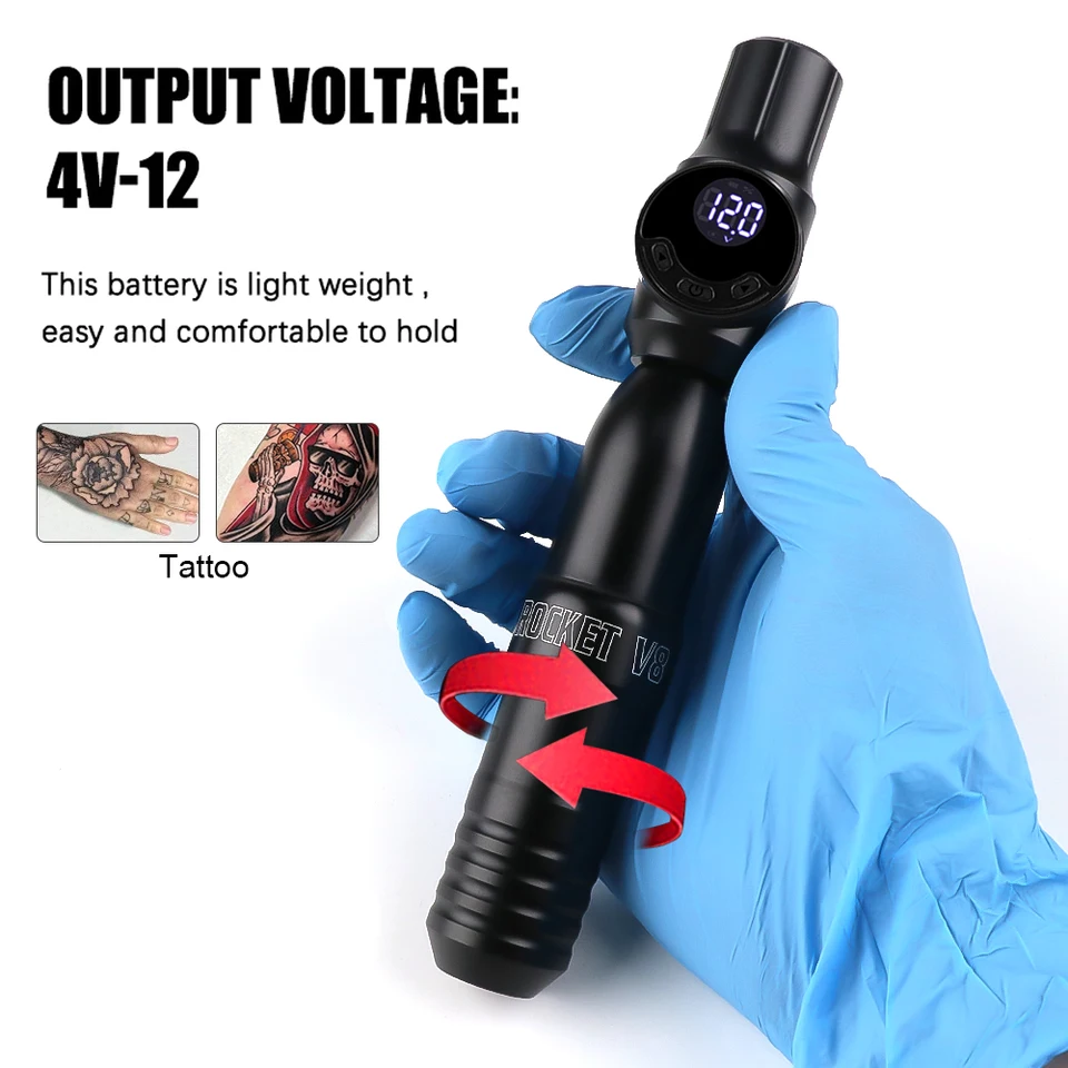 Kit de tatuagem profissional rocket v8, sem fio, recarregável