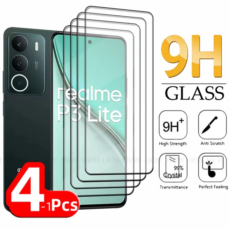 Crystal Clear Tempered Glass Screen Protector for Realme P3 Lite - HD 9H Full Cover