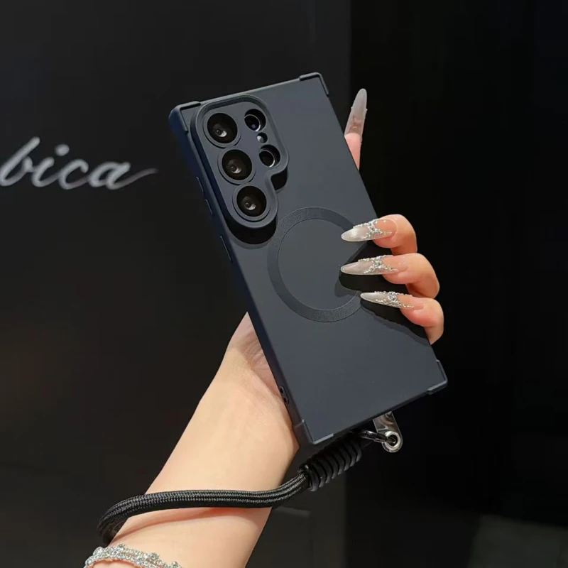 Four Corner Air Cushion Phone Case with Wrist Strap & MagSafe Compatibility
