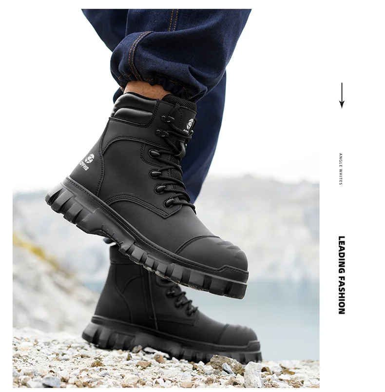 Men’s 2026 steel toe safety boots with anti‑smash and anti‑puncture protection 6589
